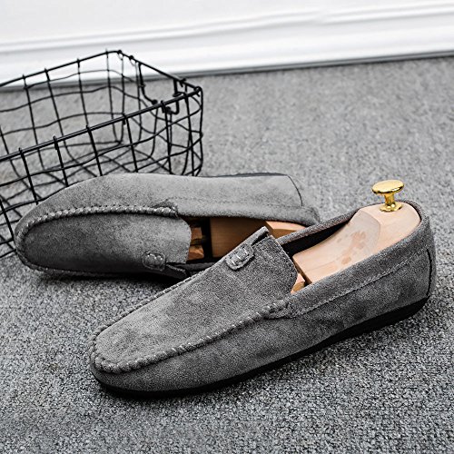 Men's Driving Shoes Slip-on Loafers Casual and Comfortable Solid Bean Shoes Flat Boat Shoes - Thumbnail 3