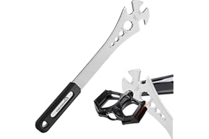 GROWORD 4 in 1 Bicycle Bike Pedal Wrench Bicycle Pedal Removal Tool with 320mm Extra Long Handle Multifunctional 15mm 9/16in MTB Pedal Removal Wrench and 6-8-10mm Hexagon Hole for Biking Maintenance & Repair