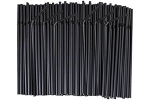 FOREVERIE Flexible Plastic Straws Bendable for Drinking, Diameter 5 MM Length 21 CM (8.27 Inches), 100 PCS, Black, Standard L