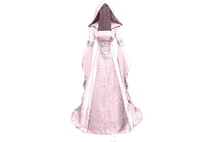 TIMIFIS Plus Size Renaissance Dress Women Halloween Costume Vintage Medieval Dress Flare Sleeve Hooded Victorian Dresses
