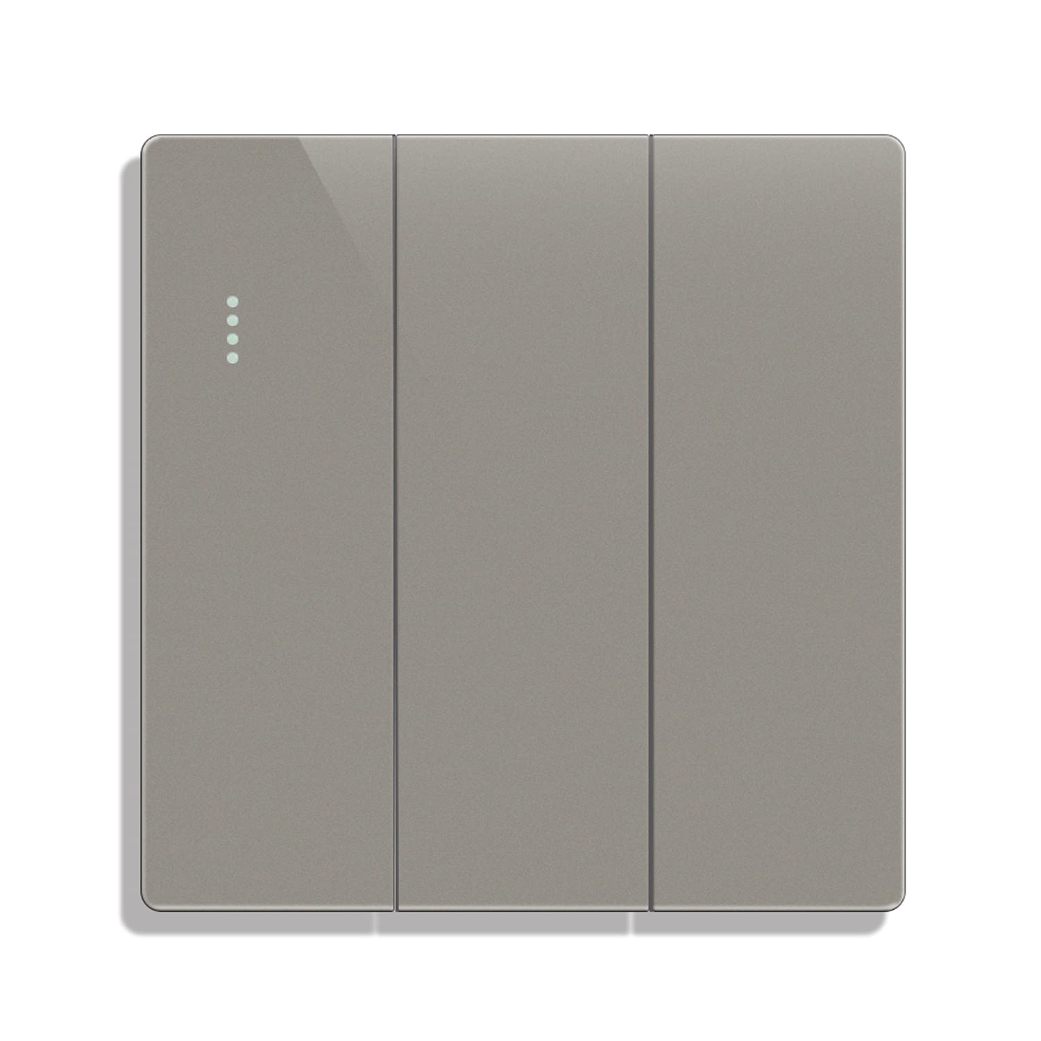 CNBINGO Big Rocker Button Switch with Phosphor Dots, Modern Matte Grey Wall Plate, Electrical Triple Light Switch, 3 Gang 1 Way, 16A 250V