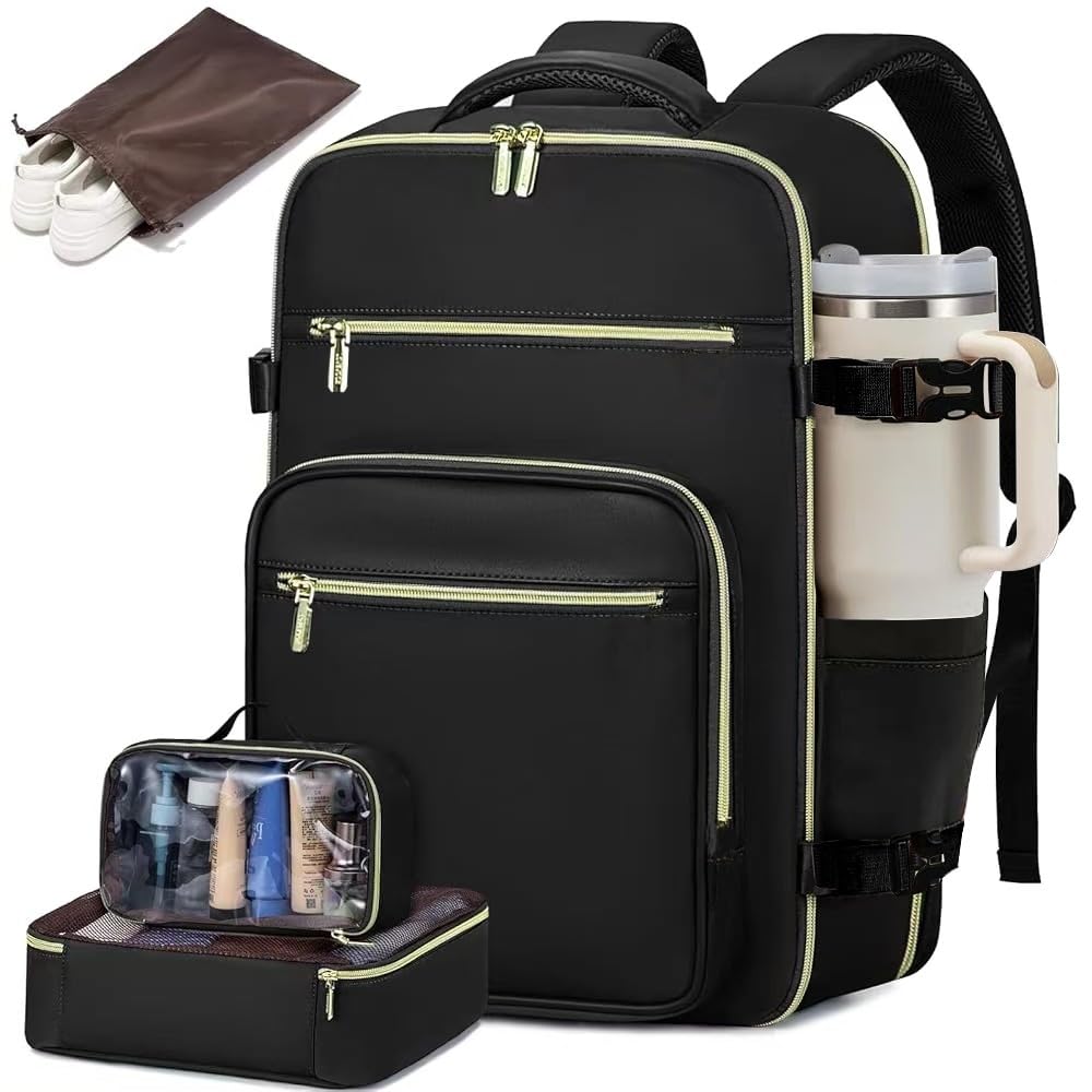 LOVEVOOK 40L Travel Backpack For Women – Flight Approved Carry On, Fits 17” Laptop, With Toiletry & Shoe Bag - View #2