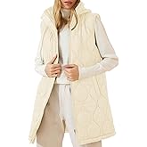 EVALESS Long Puffer Vest Women Sleeveless Hooded Puffer Jacket Lightweight Quilted Jackets Winter Warm Zip Up Coat Outerwear
