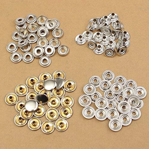 100pcs 15MM Stainless Steel Fastener Snap Press Stud Button for Marine Boat Canvas (4 Components, 25 for Each)