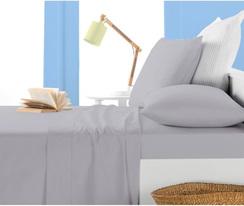 400tc Queen Size 3pc Fitted Sheet 15" Deep Pocket Silver