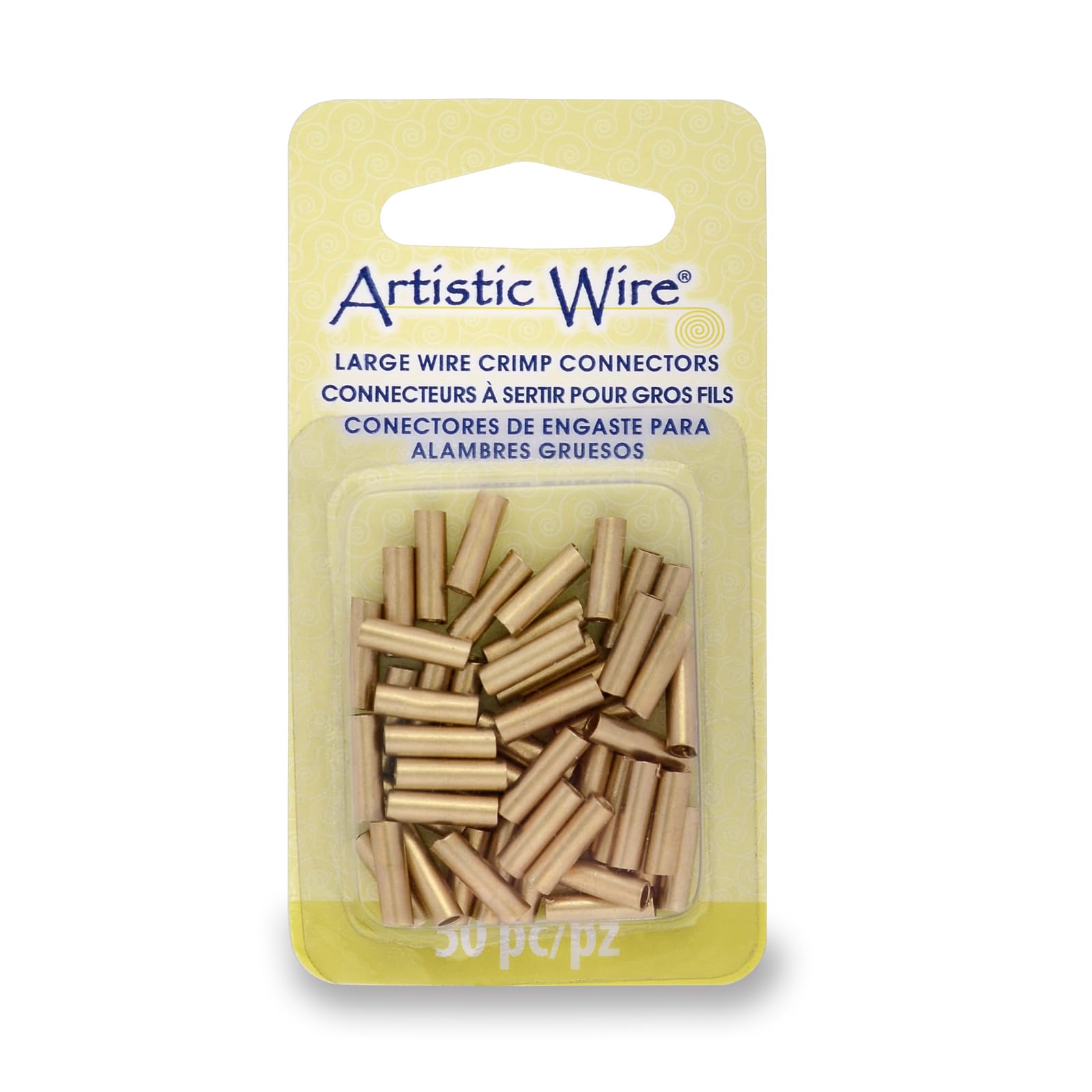 Artistic Wire Large Gauge Crimp Tubes, Brass Color, for 12 ga Wire, ID 2.2 mm / .086 in, 50 pc