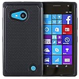 Microsoft Nokia Lumia 730 / 735 Case - Armatus Gear (TM) Slim Defender Hex Grid Hybrid Armor Case Impact Resistant Protector Cover For Nokia Lumia 730 / Lumia 735 - Black/Black