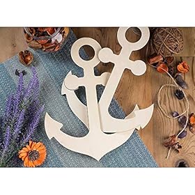 12 Pack Unfinished Wooden Anchors for Crafts, Nautical Wood Cutouts for DIY Projects, Home Decor (11.6 x 8.8 Inches) 61 BY mmpaL
