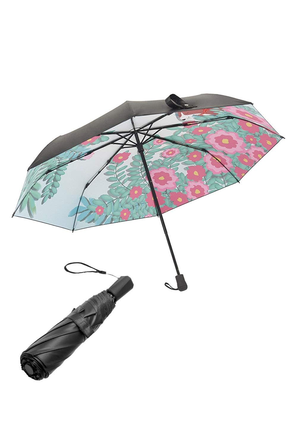 Girls Women Umbrella Double Layer Compact Folding Sun Umbrella