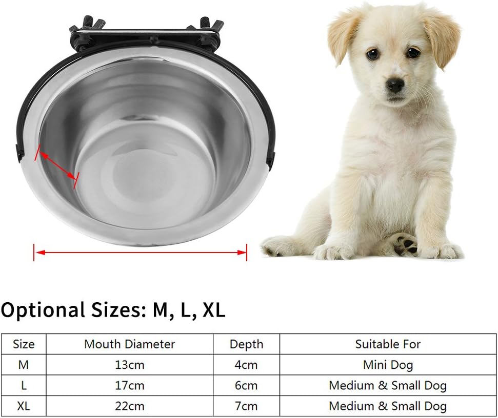 Stainless Steel Removable Hanging Bowl for Dog Crate - Food and Water Feeder for Small and Medium Dogs and Cats XL Size - Image 4