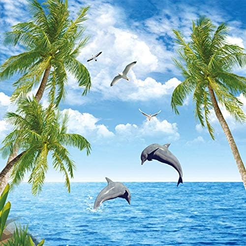 モダンなシンプルなジャンプイルカ海辺の風景写真壁画壁紙リビングルームソファ背景壁家の装飾 400x300cm 送料無料 激安 お買い得 キ フト