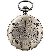 BOSHIYA Vintage Quartz Pocket Watches for Men Women Gravity Falls Bill Cipher Pocket Watch with Chain Christmas Graduation Birthday Gifts
