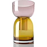 Cloudnola Large Reversible Glass Flower Vase and Bud Vase, Yellow and Pink, 9.5" Height x 5.6" Dia, Home, Wedding, and Event Decor