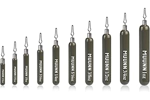 MUUNN 10 Pack Tungsten Skinny Drop Shot Weights,Tungsten Drop Shot Fishing Sinkers Kit for Drop Shot Rig,Skinny Shape Sinker(
