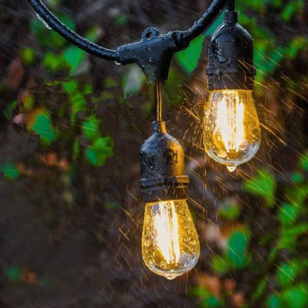 Outdoor Linkable 48ft ETL Approvaled led Heavy-Duty Light String with 15+1(Spare) 2W Energy-Saving PC Shatterproof Bulbs 3000K Warmwhite for Patio Garden Backyard Porch: Home Improvement