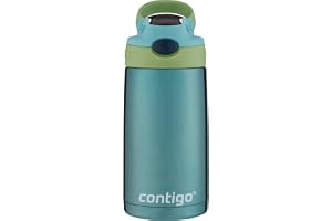 Contigo Kids Water Bottle, Green/Blue, 13oz | Spill-Proof Valve, Easy-Clean Lid, One-Handed Drinking, Keeps Drinks Cold 14 Ho