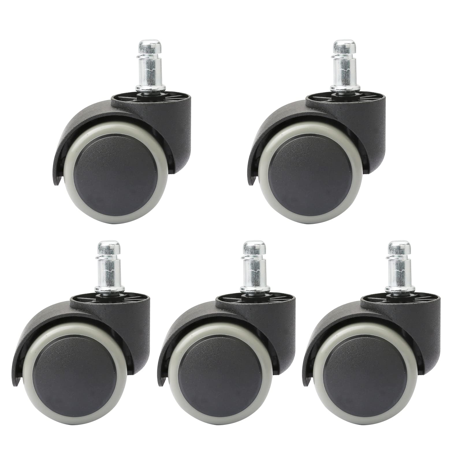 Heedpeiur Heavy Duty Office Chair Castors - 5 Pcs Rubber Wheels for 360-Degree Rotatable Furniture - Hard Floor Replacement