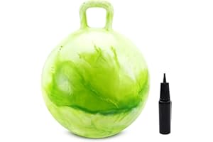Ahebe Hopper Balls, Hopping Toys for Kids,18inch Jumping Balls,Bouncing Balls with Handle,Bouncy Balls Hoppity Hop Ball,Great Gift for Kids Aged 3-8 Years,W/Pump (Green, 18inch)