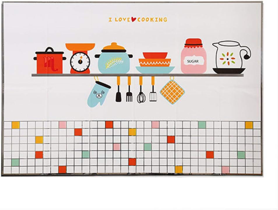 New Kitchen Wallpaper, Waterproof and Oil-Proof self-Adhesive Paper, Cartoon Cute Stickers, high Temperature Fireproof cooktop-A2_60*90