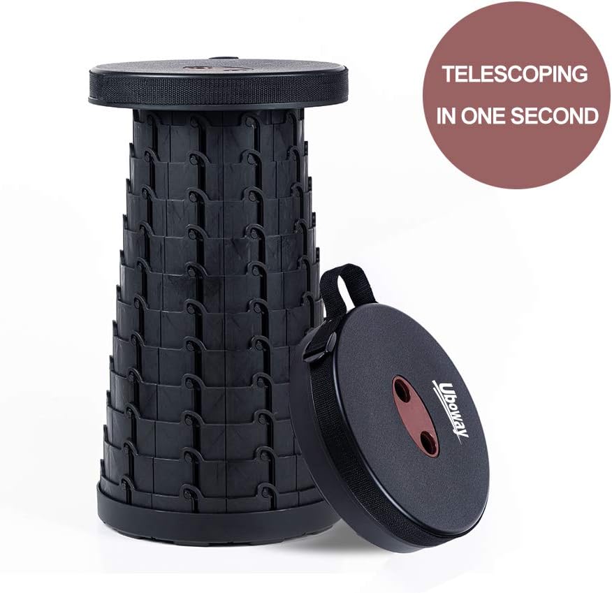 UBOWAY Portable Telescoping Stool - Retractable Folding Plastic Chair for Outdoor Travelling Camping Fishing Hiking (Black)