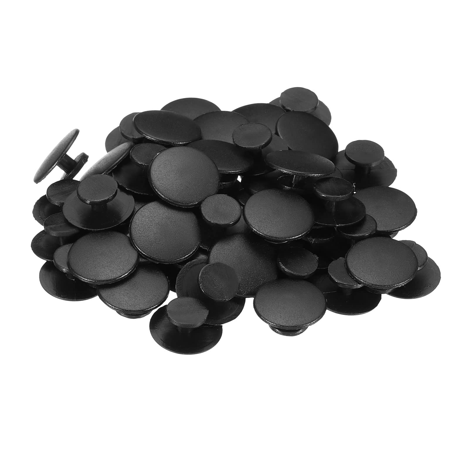 PATIKIL Plastic Button Charm, 50 Pack 14 x 8mm Dia Buckle Button Accessories Backs Wristband Shoe Charm Decoration for DIY Ornaments, Black