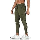 DIOTSR Men's Cargo Pants Casual Athletic Joggers Pants Gym Workout Sweatpants with Zipper Pockets