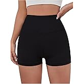 WDIRARA Women's High Waisted Biker Shorts Workout Athletic Gym Yoga Shorts