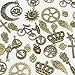AuroTrends 100pcs Mixed Charms Pendants Cross?tree of Life, keys,hearts,crescent,sun, crown,leaves DIY for Jewelry Making and Crafting(Antique Bronze)