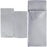 Sleeping Bag Liners with 2 Way Zipper, Adult Sleep Sack, Gray | Travel Sheets for Hotel/Hostels/Business Trips, Lightweight Single Camping Sheet Sleep Bag Liner Warm &amp; Cold Weather