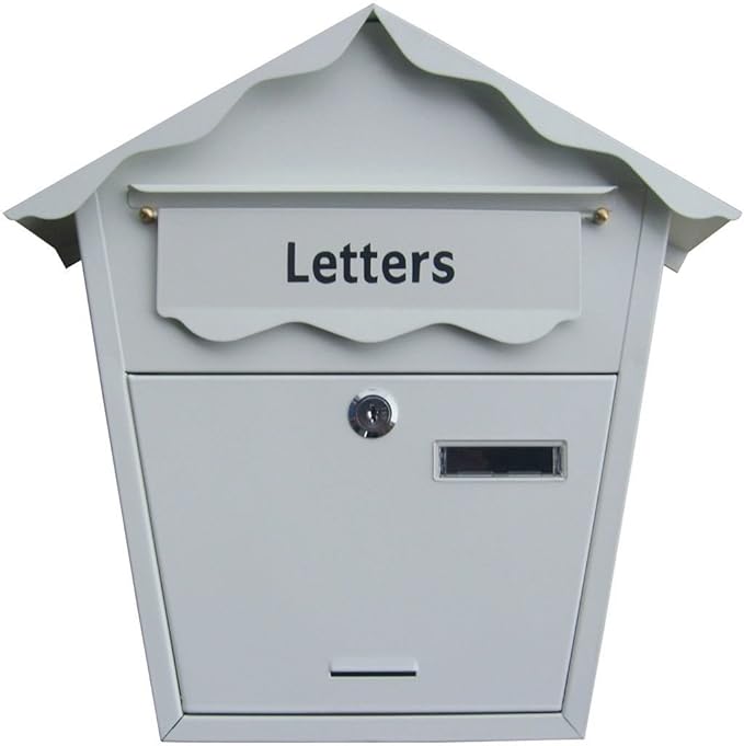 NEW WHITE LETTER POST MAIL BOX POSTBOX LOCKABLE OUTSIDE