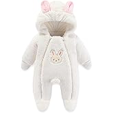 JiAmy Newborn Baby Winter Hooded Romper, Cartoon Zipper Footie Snowsuit Jumpsuit Outfits,Winter Coat Toddler Clothes