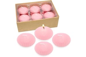 UNICY 12 Pack 3 Inch Pink Floating Candles, 10 Hour Unscented Romantic Tealight Candles for Cylinder Vases, Centerpieces at Wedding Party Pool Holiday - Wavy Float Candle