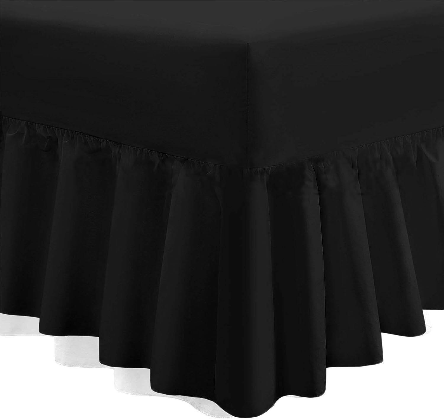 bemode Fitted Valance Sheet, Cotton Blend, Black, 4 ft/Small/Double