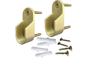 DESUNIA Oval Closet Rod End Supports | Screw on Type | 15mm x 30mm | Satin Brass | 2 Pack