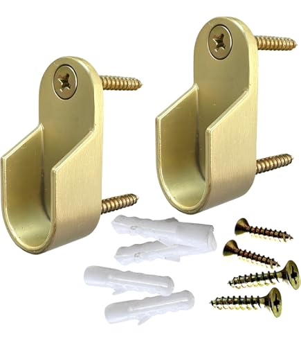 2x Solid Brass Wardrobe Rail Ends / Hanging Rod Supports For 19mm Tube (N3226II)
