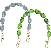 2 Pcs 12.4" Acrylic Purse Chain Straps - Replacement Purse Chains for Handbags with Alloy Clasps, Light Green & Light Grey Bag Chain Extender for Clutch, DIY Crafts, Purse Handles and Handbag Repair