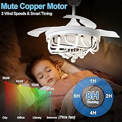 DLLT 40W Ceiling Fan with LED Lights, 42 Inch