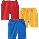 GFQLONG Toddler Boys 3 Pack Cotton Sport Jogger Shorts,Kids Summer Solid Active Short Pants