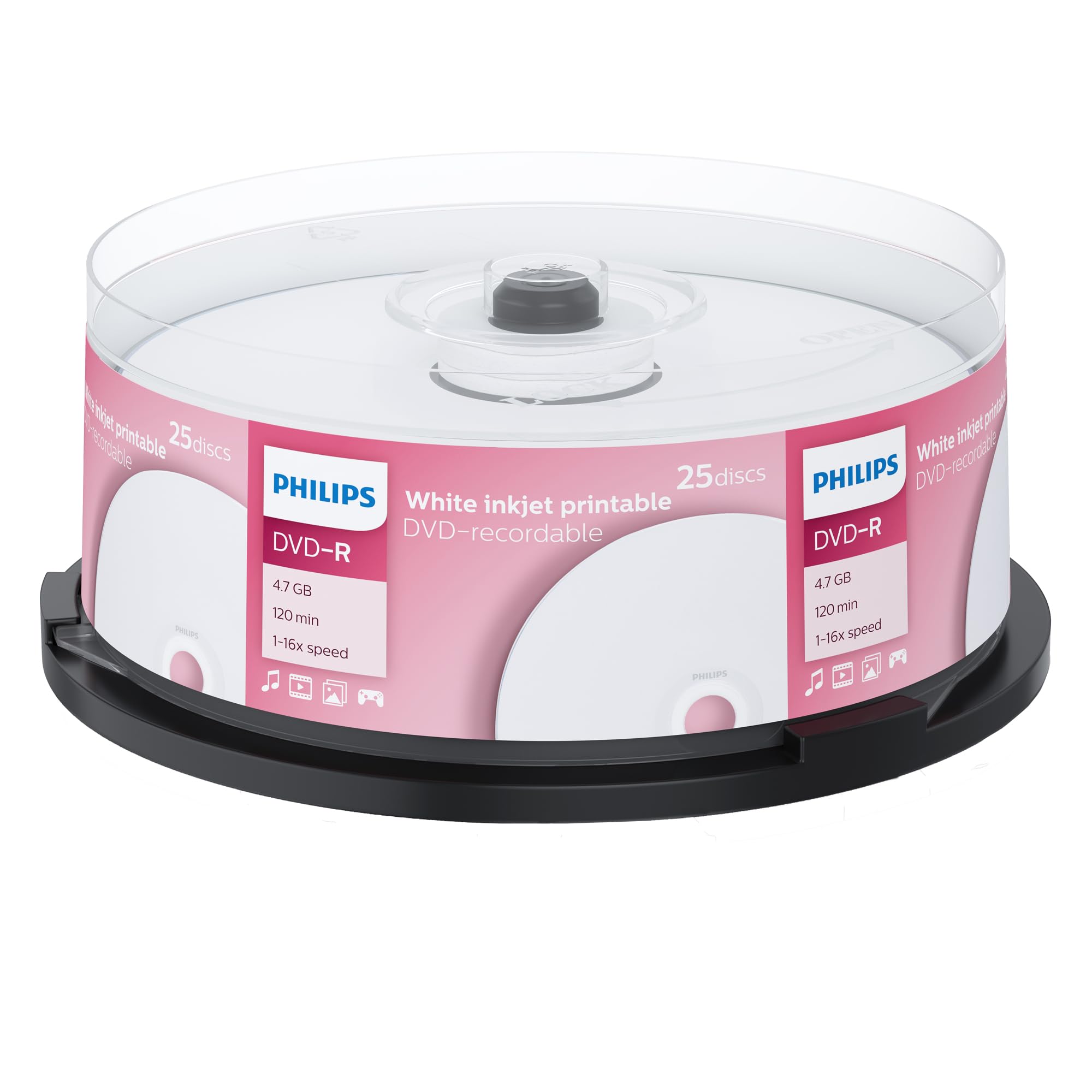 Philips DVD-R Blanks (4.7 GB Data/120 Minutes Video, 16x High Speed Recording, 25 Spindle, Inkjet Printable)
