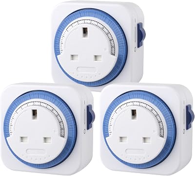 HBN Mechanical Timer Plug Socket 24 Hour 13A 3120W UK Plug Pack of 3