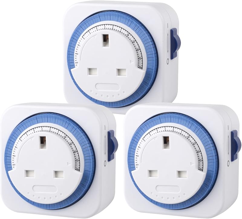 HBN Mechanical Timer Plug Socket 24 Hour 13A 3120W UK Plug Pack of 3