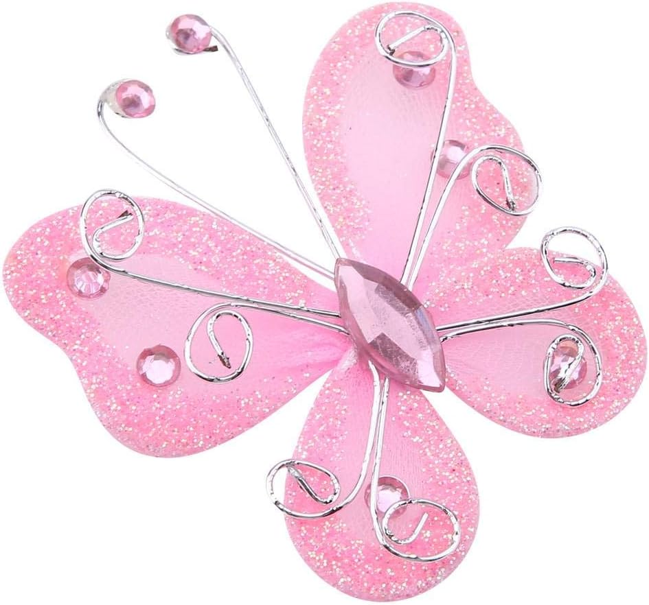 24pc Sheer Mesh Wire Glitter Butterfly, DIY Wedding Party Decoration for Bridal Attire Wedding Favors