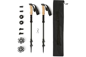�鶹�� Basics Trekking Poles, Black, 134.6cm – Lightweight Collapsible Hiking Sticks with Quick Lock, EVA Grip & All-Terrain 