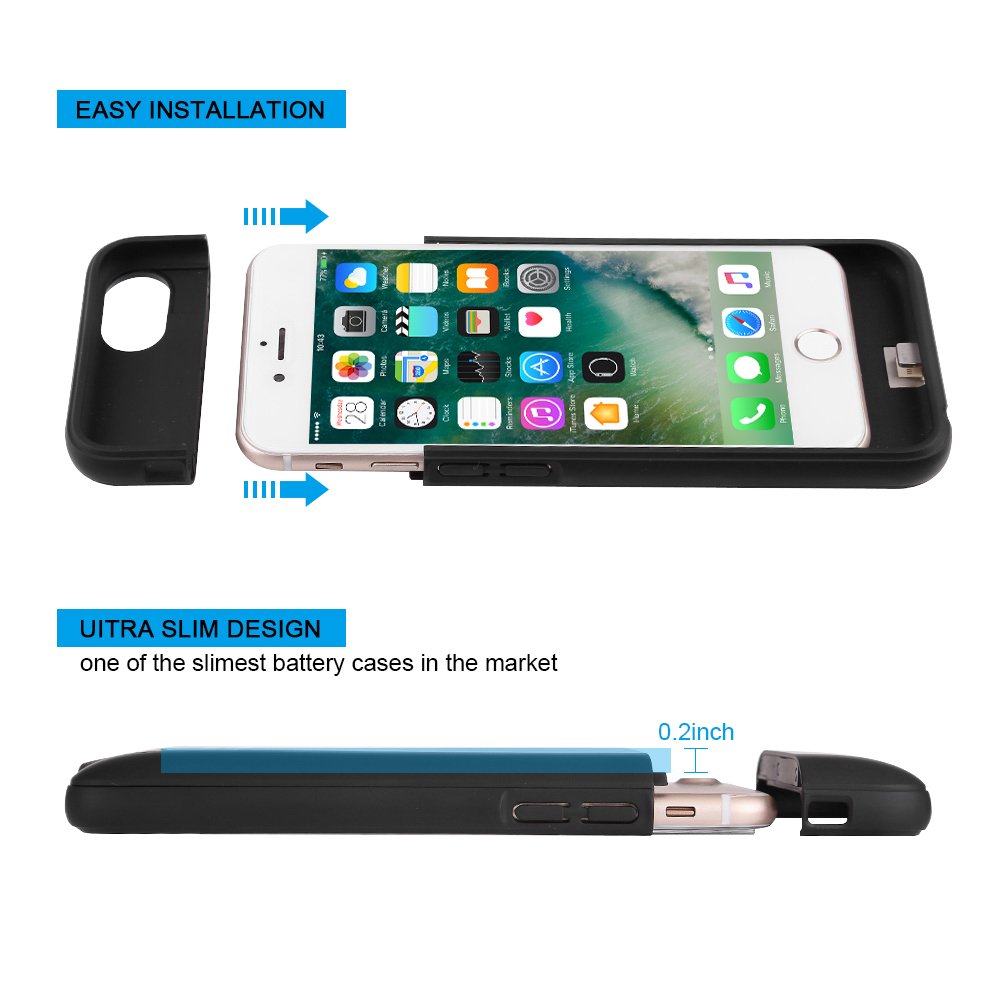 Battery Case for iPhone 6S / 6, Mbuynow 3000mAH Portable Charging Case External Rechargeable Charger Case Protective Power Charger for iPhone 6S, 6 (4.7 inch)(Black)
