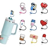 Erzgebirgische 9Pcs Nurse Straw Covers Cap for Stanley Cup, 10mm Medical Straw Topper, Silicone Straw Tip Covers for Drinking Straws (Nurse Straw Cover)