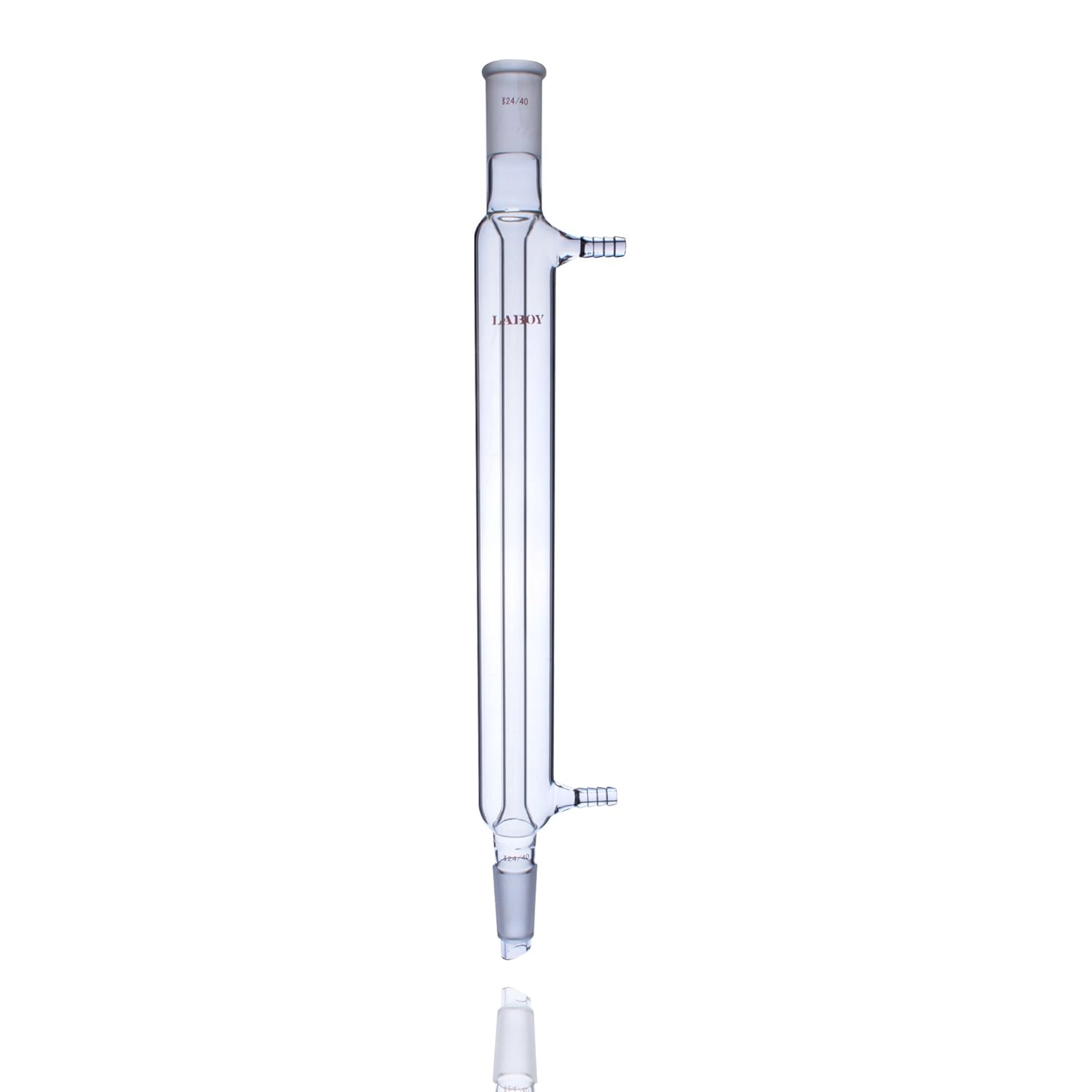 Laboy Glass Liebig Condenser with 24/40 Joints 300mm in Jacket Length Used in Reflux or Distillation Aapparatus Chemistry Lab Glassware with 10mm Glass Hose Connections