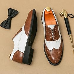 HuitJours Men Brown White Oxford Gatsby Lace up