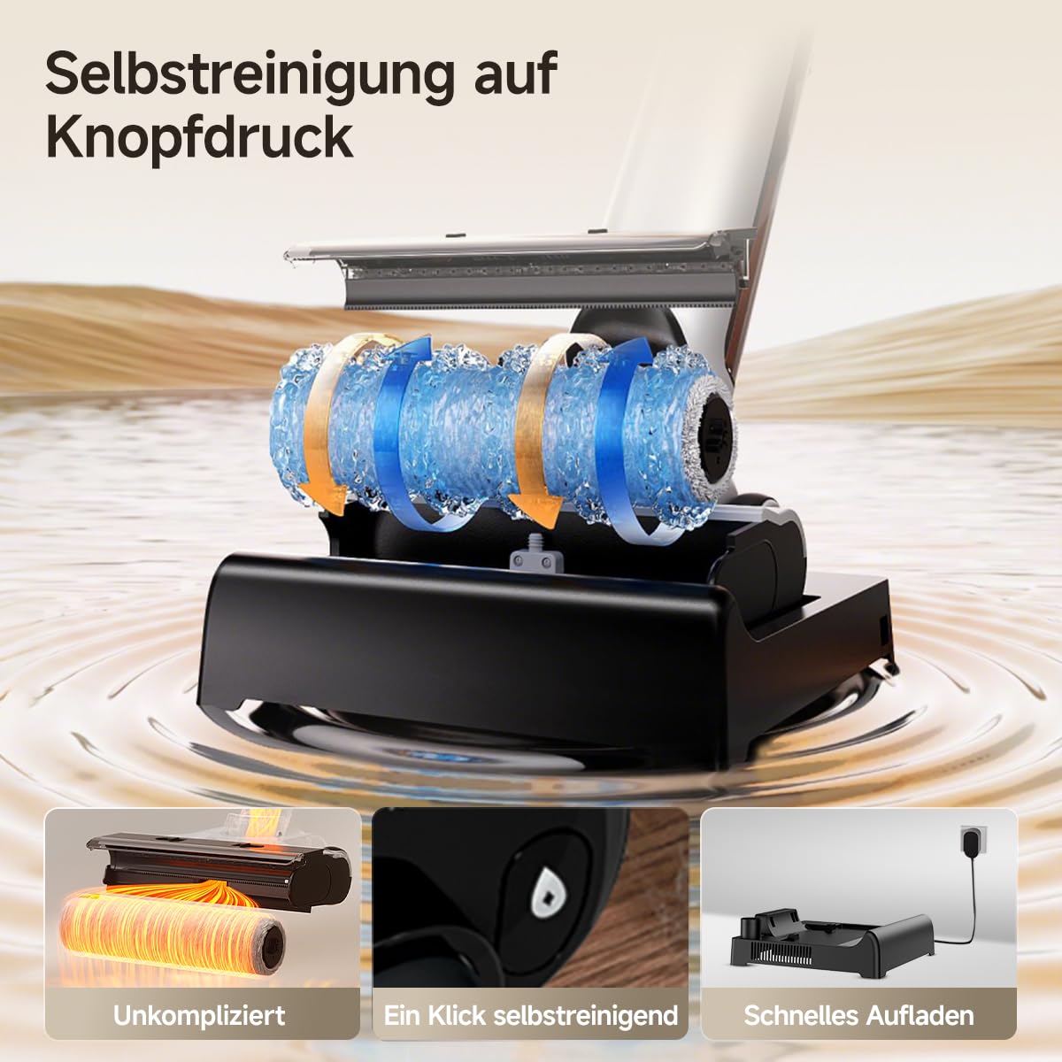 uwant D500 Nass Trockensauger,Abwassertanks-Desodorierung,180° Lay-Flat Saugwischer,17,000 Pa Saugkraft,65°C Leise Heißtrocknung,Selbstreinigend,Verwicklungsfreies Design,IPX6 wasserdichte Bodenbürste 8