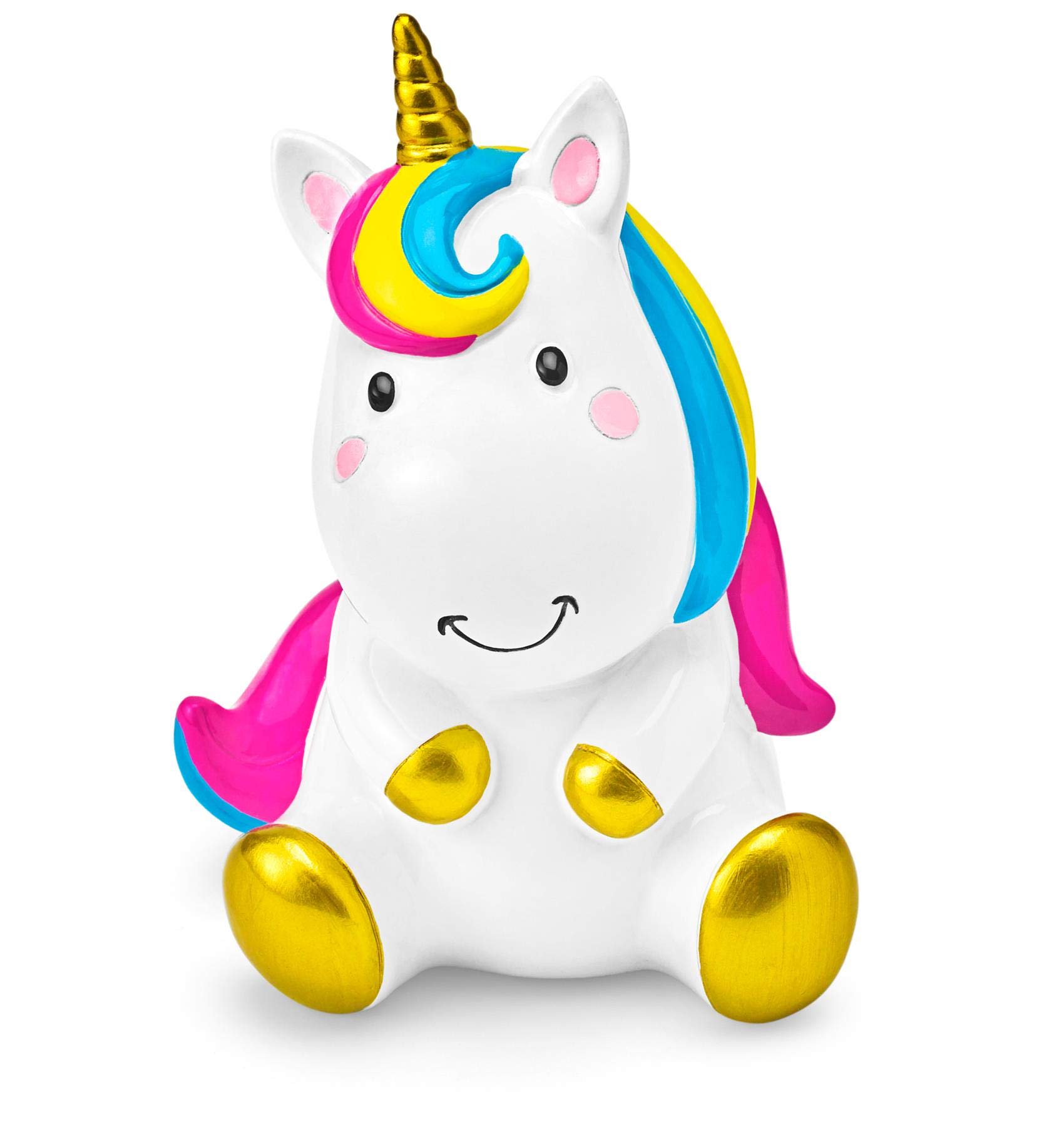 Mousehouse Gifts - Unicorn Piggy Bank with Multi-Coloured Mane, White Unicorn Money Bank for Children