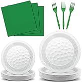 Qyeahkj 100 Pcs Golf Party Supplies Plates and Napkins Set Golf Birthday Party Decorations Paper Tableware Dinnerware Kit Disposable Sports Golf Ball Themed Party Decor Favors for Kids Serves 25